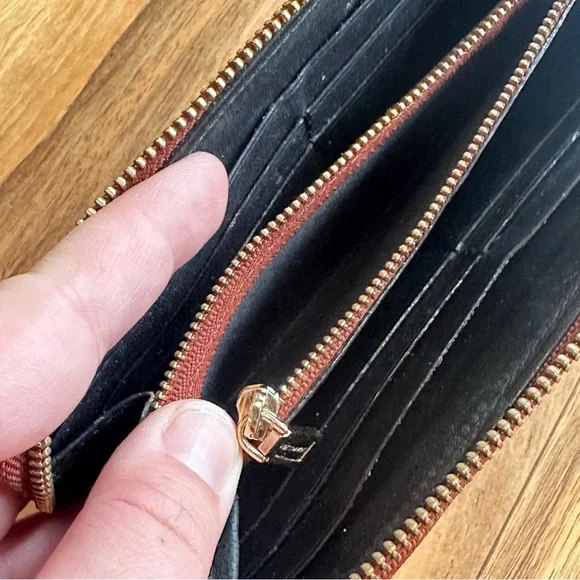 Rebecca Minkoff Brown Leather Wallet, Zippered, Studded, FLAWED - Picture 5 of 8